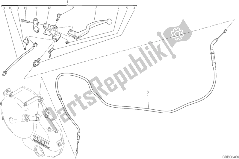 Todas as partes de Controle De Embreagem do Ducati Monster 821 Thailand 2015